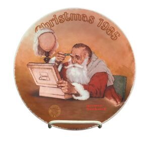 👜Christmas‎ 1985 Norman Rockwell "Grandpa Plays Santa" Plate Number 16817 E